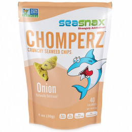 SeaSnax, Chomperz, хрустящие чипсы из морских водорослей, с луком, 1 унций (30 г)