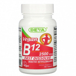 Deva, Vegan B12, 2500 мкг, 90 таблеток