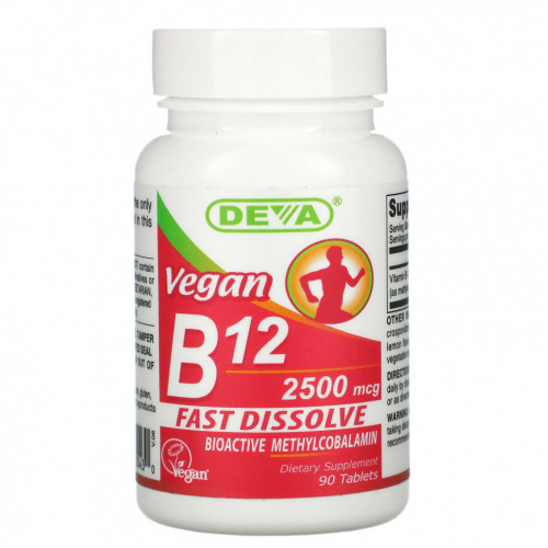 Deva, Vegan B12, 2500 мкг, 90 таблеток