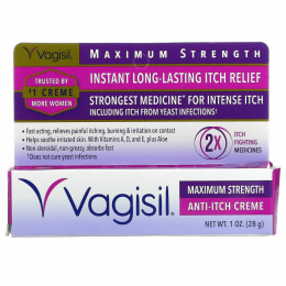 Vagisil, Крем против зуда, максимальная сила действия, 28 г (1 унция)