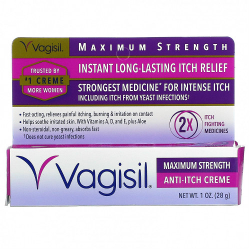 Vagisil, Крем против зуда, максимальная сила действия, 28 г (1 унция)