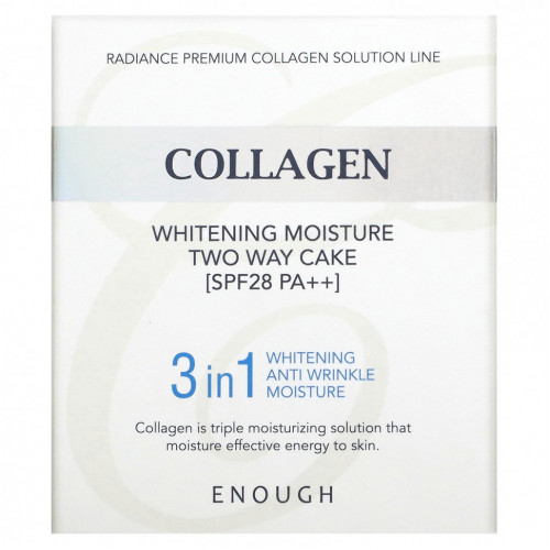 Enough, Collagen, Whitening Moisture Two Way Cake, SPF 28 PA ++, # 21, 26 г