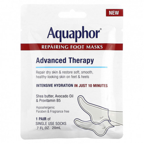 Aquaphor, Восстанавливающие маски для ног, 1 пара, 20 мл (0,7 жидк. Унции)