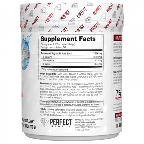 Perfect Sports, BCAA Hyper Clear, арбузные конфеты с насыщенным вкусом, 310 г (10,9 унции)