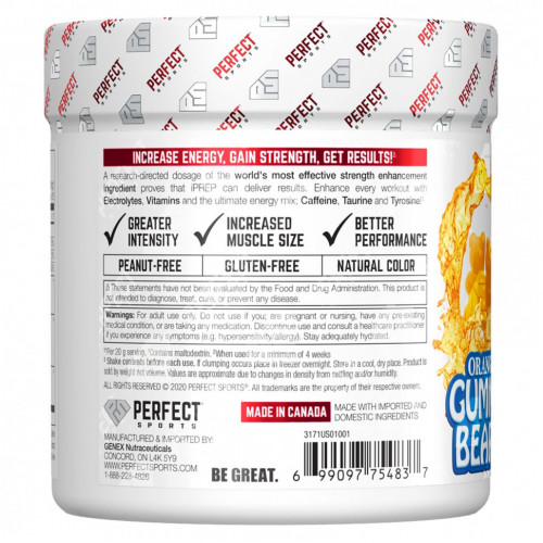 Perfect Sports, iPrep, Advanced Pre-Workout, апельсиновые мармеладки, 300 г (10,6 унции)