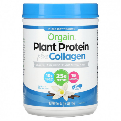 Orgain, Plant Protein Plus Collagen, ваниль, 726 г (1,6 фунта)