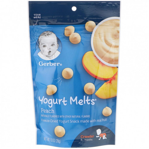 Gerber, Yogurt Melts, для малышей от 8 месяцев, с персиком, 28 г (1 унция)