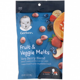 Gerber, Fruit & Veggie Melts, для малышей от 8 месяцев, ягодная смесь, 28 г (1 унция)