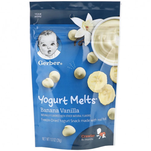 Gerber, Yogurt Melts, йогурт для малышей от 8 месяцев, банан и ваниль, 28 г (1 унция)