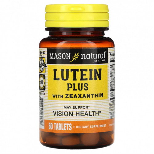 Mason Natural, Lutein Plus, с зеаксантином, 60 таблеток