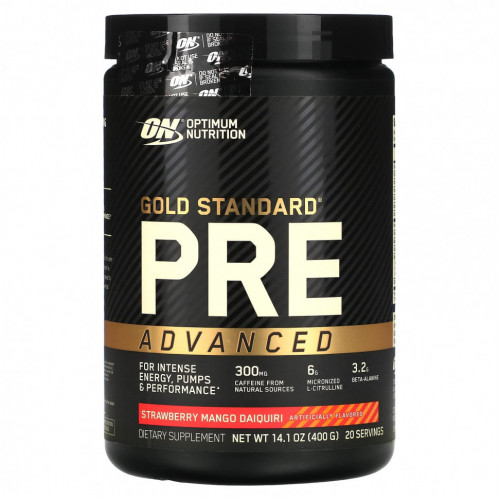 Optimum Nutrition, Gold Standard Pre Advanced, дайкири с клубникой и манго, 400 г (14,1 унции)