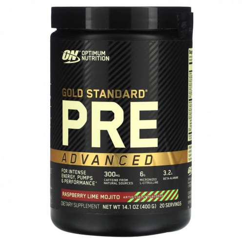 Optimum Nutrition, Gold Standard Pre Advanced, мохито с малиной и лаймом, 400 г (14,1 унции)