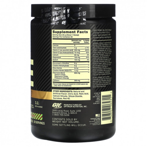 Optimum Nutrition, Gold Standard Pre Advanced, мохито с малиной и лаймом, 400 г (14,1 унции)