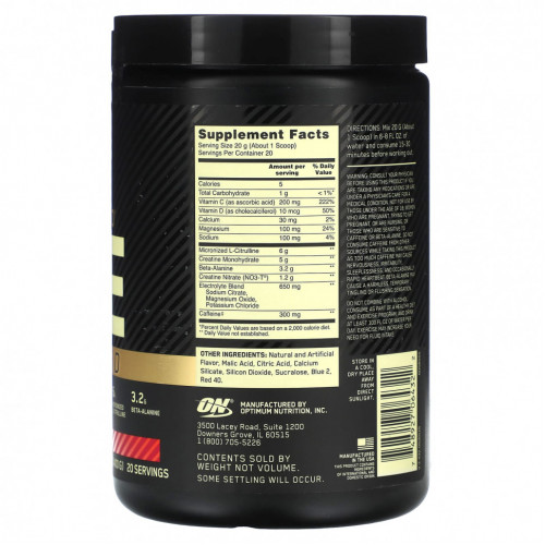 Optimum Nutrition, Gold Standard Pre Advanced, Berry Blast, 400 г (14,1 унции)