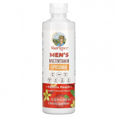 MaryRuth Organics, Men's Multivitamin Liposomal, Vanilla Peach, 15.22 fl oz (450 ml)