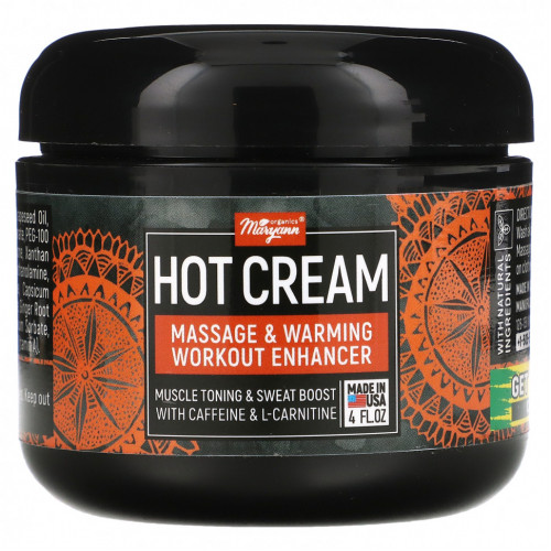 Maryann Organics, Hot-Cream, средство для массажа и согревающих тренировок, 4 жидк. Унции