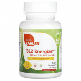 Zahler, B12 Energizer, витамин B12 и фолиевая кислота, натуральная вишня, 90 пастилок