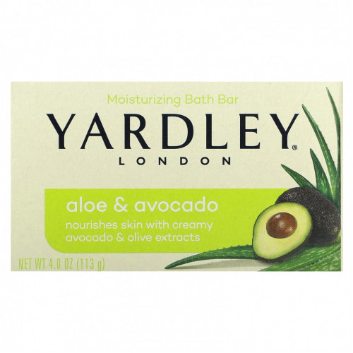 Yardley London, Увлажняющий батончик для ванн, алоэ и авокадо, 113 г (4 унции)