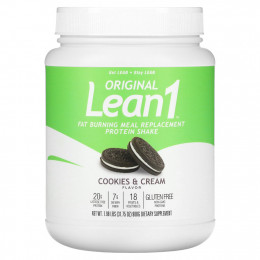 Lean1, Original, сжигающий жир протеиновый коктейль, печенье и сливки, 900 г (1,98 фунта)