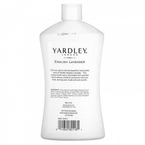 Yardley London, Роскошное мыло для рук, английская лаванда, 473 мл (16 жидк. Унций)