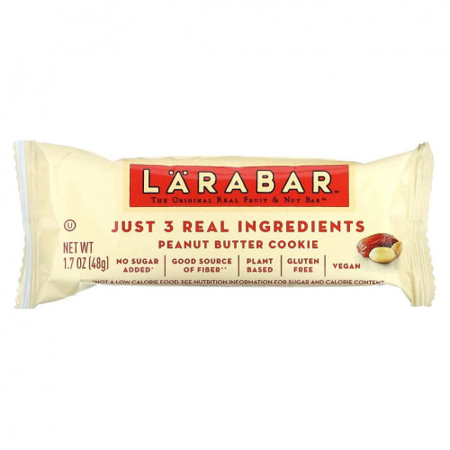 Larabar, The Original Real Fruit & Nut Bar, печенье с арахисовой пастой, 6 батончиков по 48 г (1,7 унции)