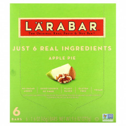 Larabar, The Original Real Fruit & Nut Bar, яблочный пирог, 6 батончиков, по 45 г (1,6 унции)