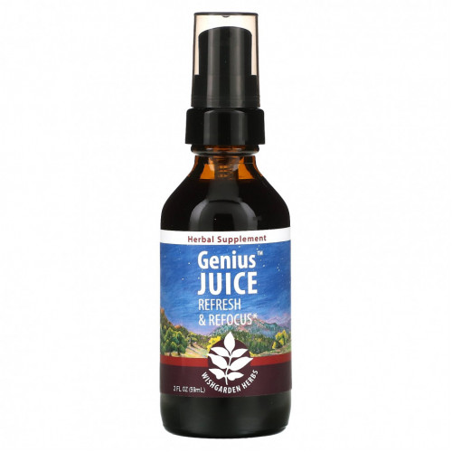 WishGarden Herbs, Genius Juice, Refresh & Refocus, 59 мл (2 жидк. Унции)