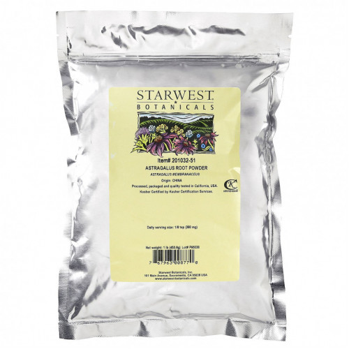 Starwest Botanicals, Корень астрагала, порошок, 16 унций (1 фунт)