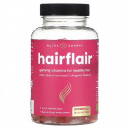 NutraChamps, Hairflair, натуральное ягодное ассорти, 60 жевательных мишек