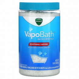 Vicks, VapoBath, кристаллы для ванн, успокаивающие пары, 425 г (15 унций)