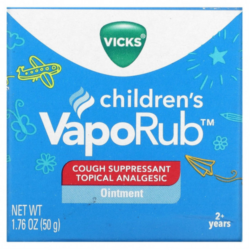 Vicks, VapoRub для детей, мазь, от кашля, для детей от 2 лет, 50 г (1,76 унции)