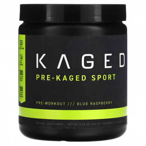 Kaged, Pre-Kaged, Sport Pre-Workout, голубая малина, 262 г (9,24 унции)