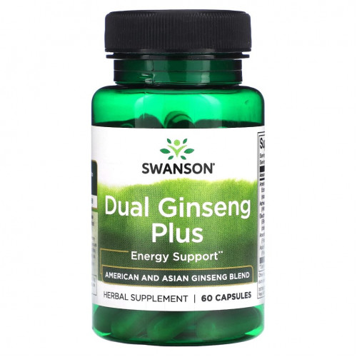 Swanson, Dual Ginseng Plus, 60 капсул