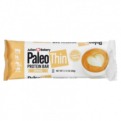 Julian Bakery, Paleo Protein Bar, Espresso, 12 батончиков, по 63,1 г (2,22 унции)