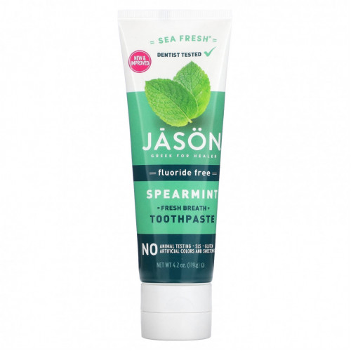 Jason Natural, Sea Fresh, зубная паста для свежести дыхания, без фтора, мята, 119 г (4,2 унции)