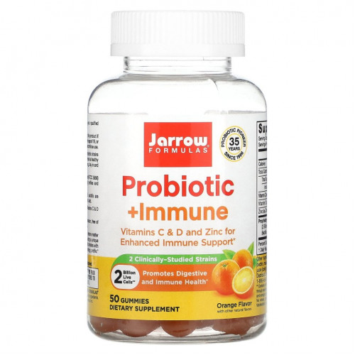 Jarrow Formulas, Probiotic + Immune, апельсин, 2 млрд, 50 жевательных таблеток