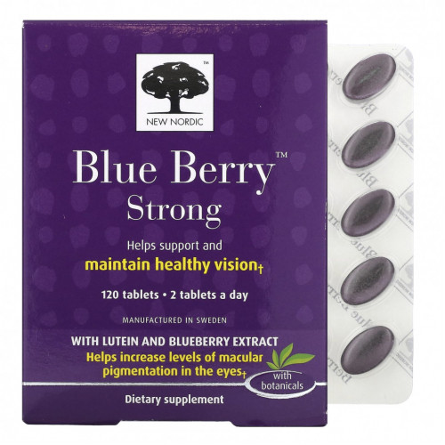 New Nordic US Inc, Blue Berry Strong, 120 таблеток