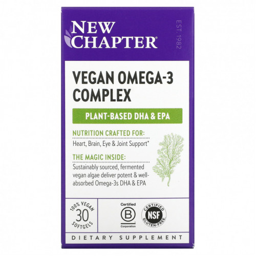 New Chapter, Vegan Omega-3, 30 веганских капсул