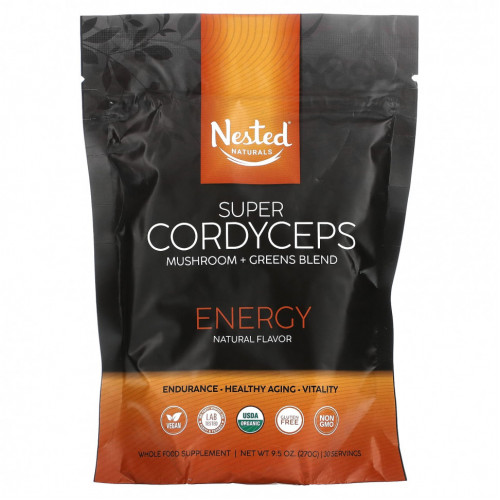 Nested Naturals, Super Cordyceps, смесь грибов и зелени, энергия, 270 г (9,5 унции)