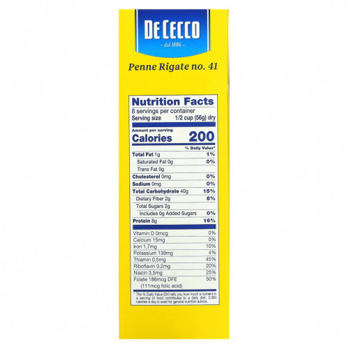 De Cecco, Penne Rigate No. 41, 453 г (1 фунт)