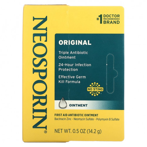 Neosporin, Мазь с антибиотиком для первой помощи, оригинальная, 14,2 г (0,5 унции)