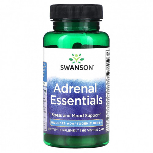 Swanson, Adrenal Essentials, 60 растительных капсул