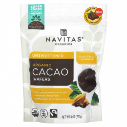 Navitas Organics, Органические какао-вафли, несладкие, 227 г (8 унций)