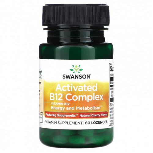 Swanson, Activated B12 Complex, натуральная вишня, 60 пастилок