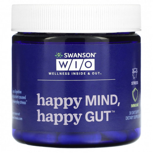 Swanson WIO, Happy Mind, Happy Gut, 30 вегетарианских капсул