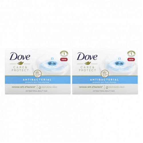 Dove, Care & Protect, антибактериальное косметическое мыло, 2 шт. по 106 г (3,75 унции)