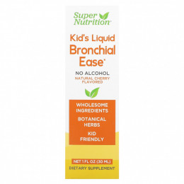 Super Nutrition, Kid's Liquid Bronchial Ease, без спирта, вишня, 30 мл (1 жидк. унция)