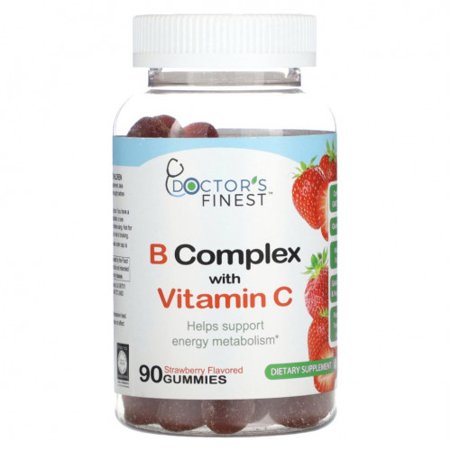 Doctor's Finest, B Complex с витамином C, клубника, 90 жевательных таблеток