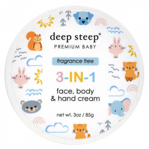 Deep Steep, Premium Baby, крем 3 в 1 для лица, тела и рук, без отдушек, 85 г (3 унции)