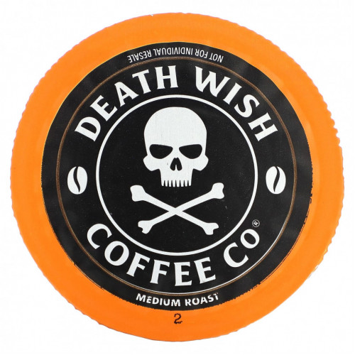 Death Wish Coffee, The World's Strongest Coffee, кофейные капсулы для одной порции, средней обжарки, 10 капсул по 12,5 г (44 унции)